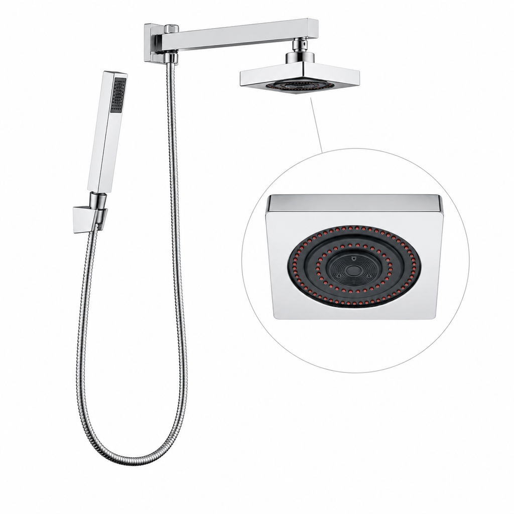 Chuveiro de Parede com Desviador Quadrado 5” Cromado