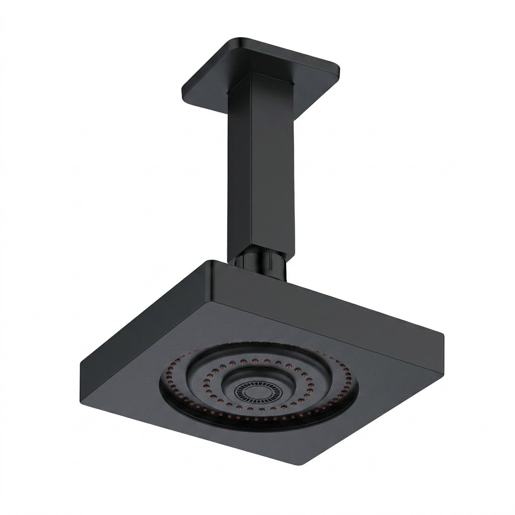 Chuveiro de Teto Autolimpante Quadrado 5” Preto Fosco
