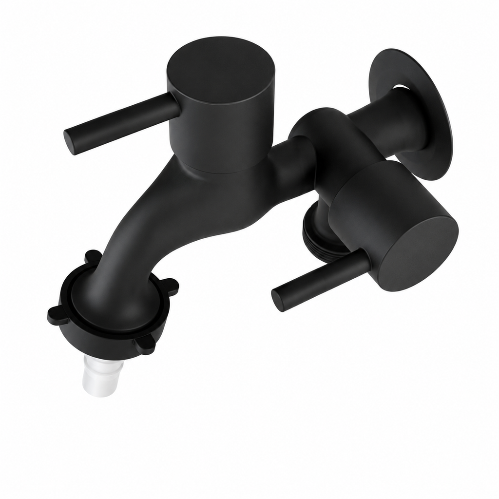 Torneira preta metal para máquina de lavar