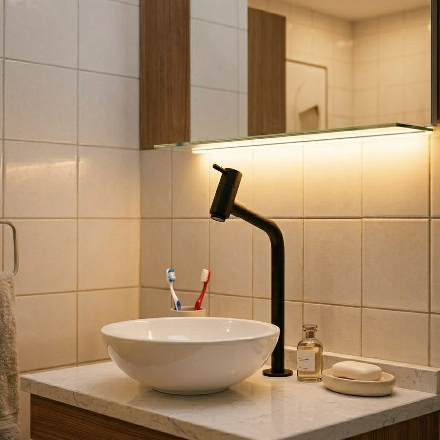 Torneira de Bancada Preto Fosco Bica Alta Lavatório Banheiro