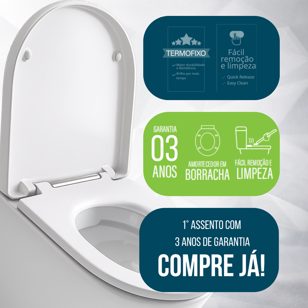 Assento Para Vaso Sanitário Elísio Rexton Soft Close Branco