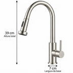 Torneira Gourmet Monocomando com Ducha Extensível Inox Escovado Q/F