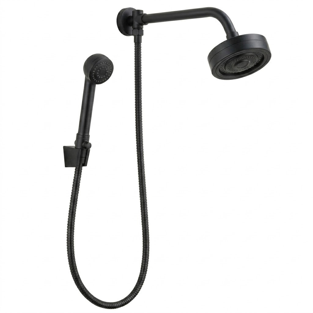Chuveiro de Parede com Desviador Autolimpante 5” Preto Fosco