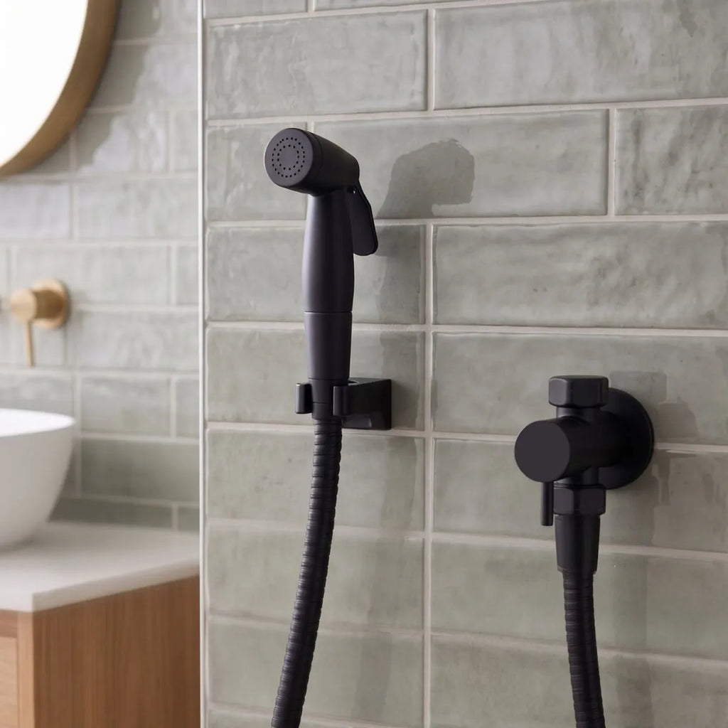 Ducha higiênica metal preto luxo registro e derivação