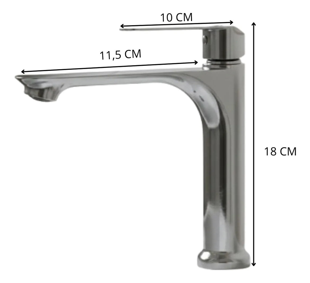 Torneira para Lavatório de Bancada em Aço Inox Cromado Modelo Baixo Redondo