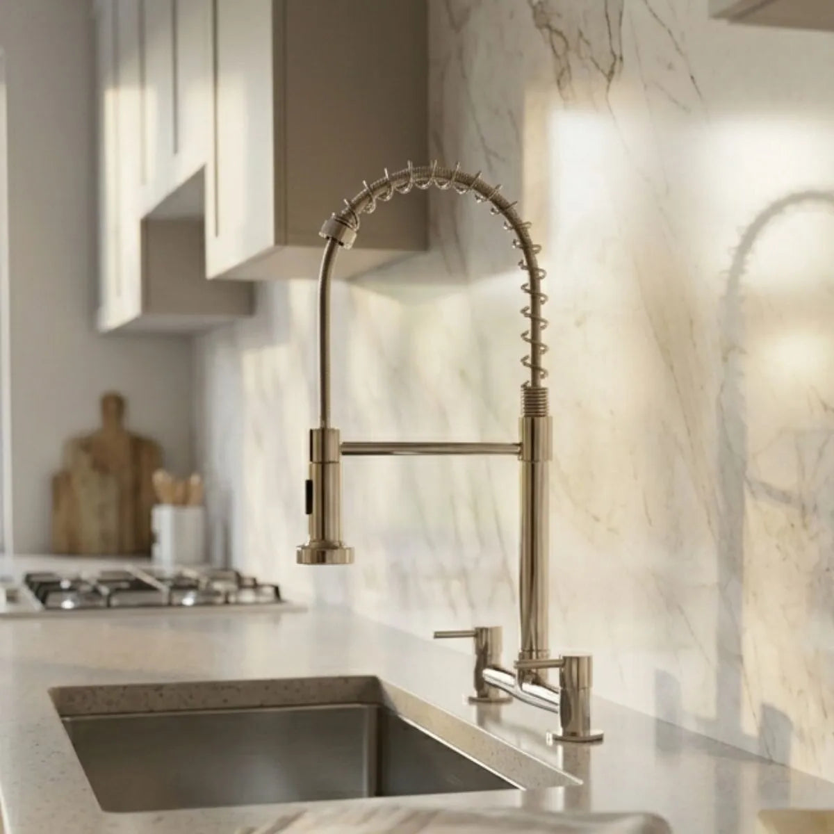 Torneira Gourmet de Bancada com Misturador em Aço Inox 304 Cromada