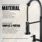 Torneira Gourmet para Cozinha com Misturador Preto Fosco