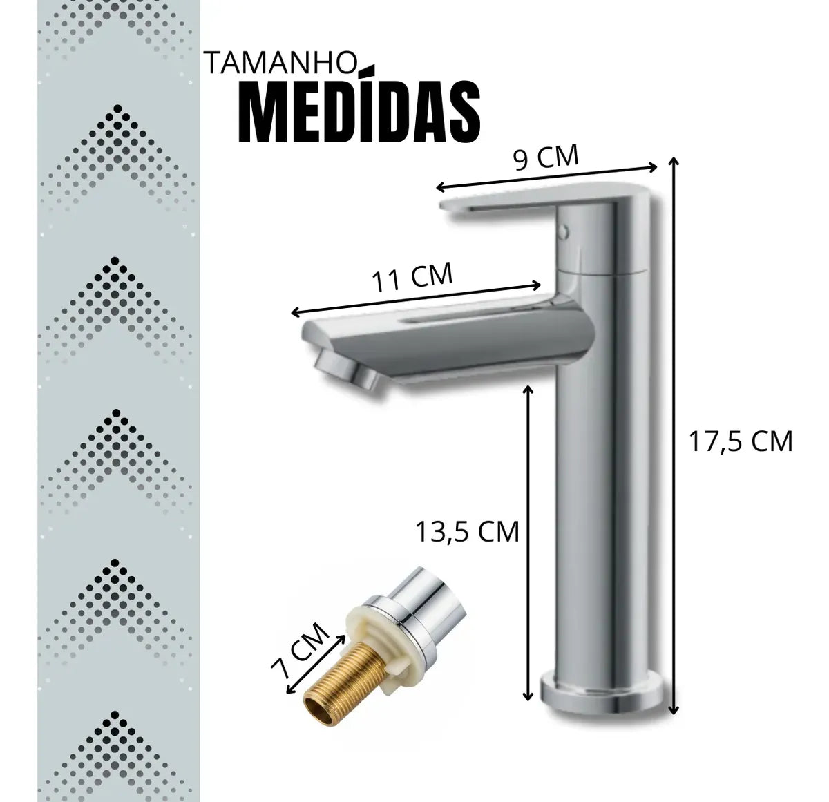 Torneira para Lavatório de Bancada Baixa em Aço Inox 304 Cromado