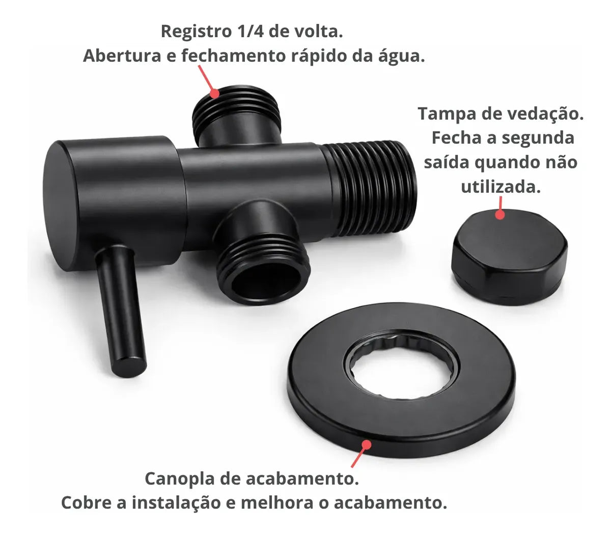Registro de metal preto c/ derivação