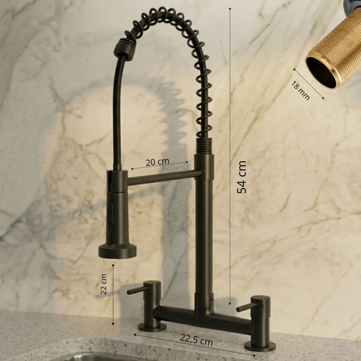 Torneira Gourmet para Cozinha com Misturador Preto Fosco