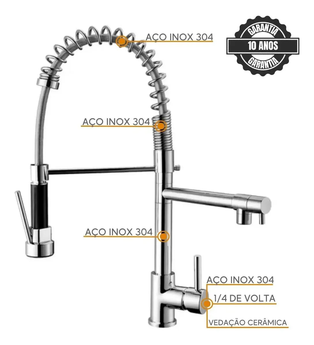 Torneira Cozinha Gourmet Monocomando Cromada Duas Saídas