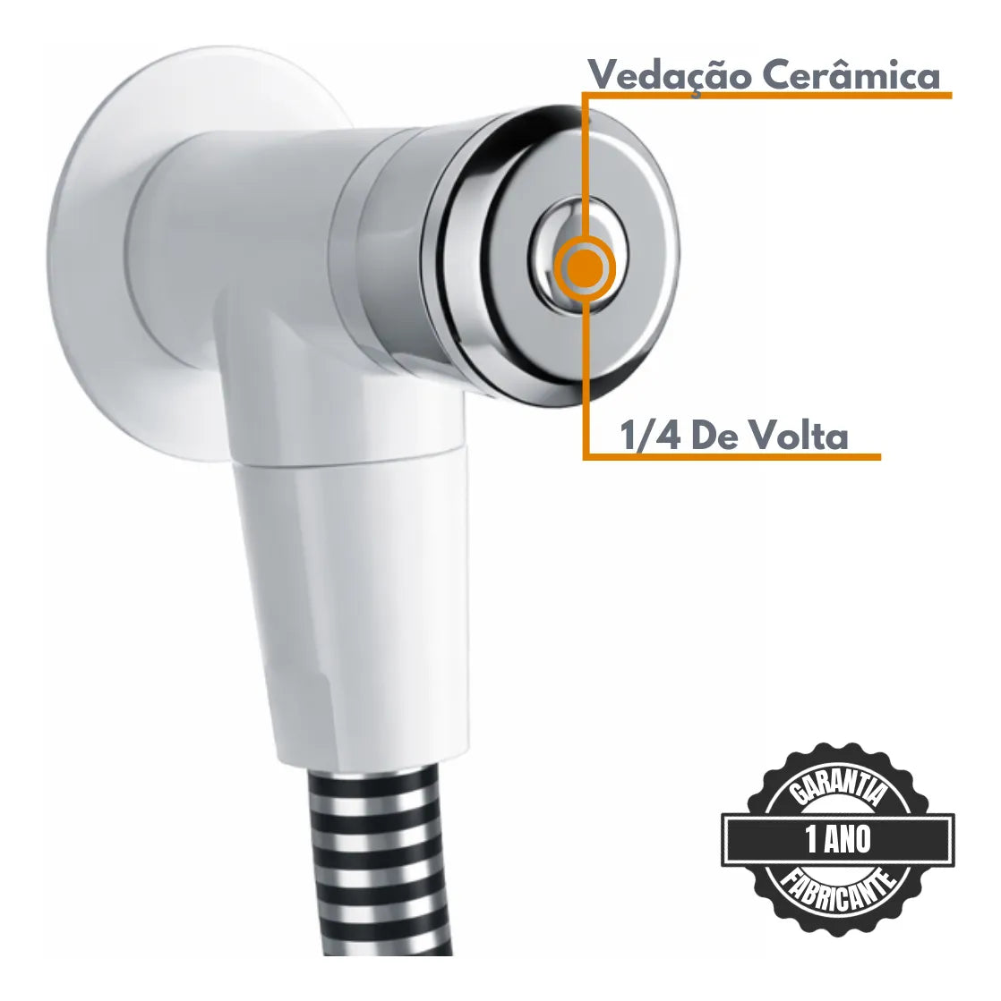 Ducha Higiênica PP Eco Completa Com Gatilho Abs Cromada 1/4 De Volta