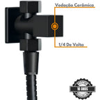 Ducha Higiênica Chuveirinho Quadrada Metal Preta 2 saidas
