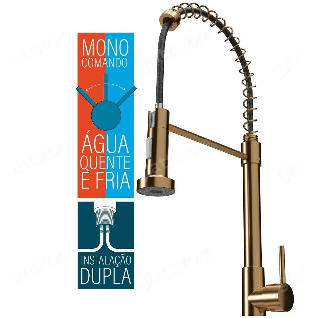 Torneira Gourmet Rosê Gold Bancada Cozinha Q/F
