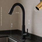 Torneira Flexível De Metal p/ Bancada Cozinha Preto Fosco