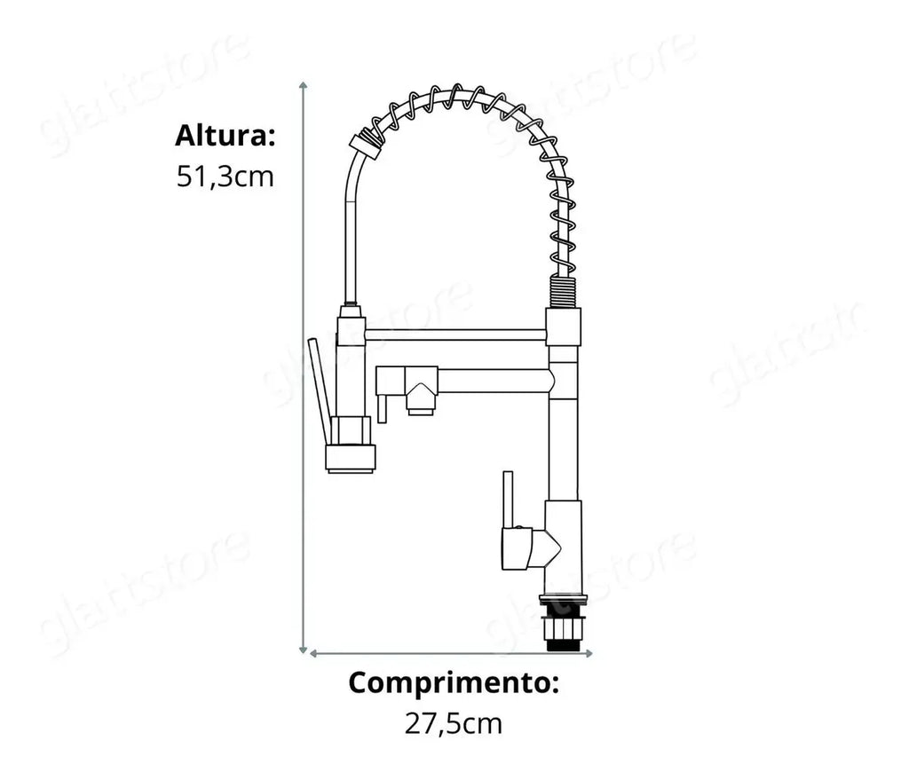 Torneira Cozinha Gourmet Monocomando Preto Duo Flexível Q/F