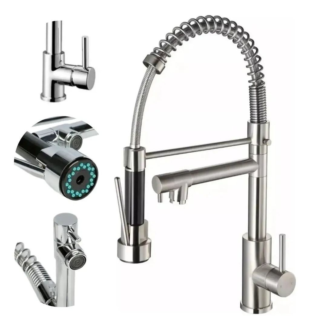 Torneira Gourmet Cozinha Monocomando Duo Escovada Q/F