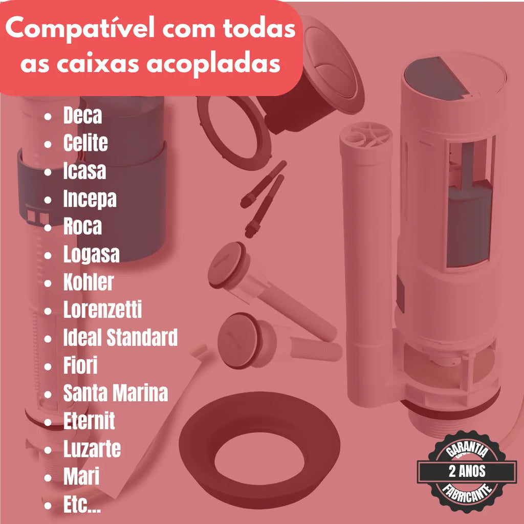Kit completo duplo acionamento caixa de descarga
