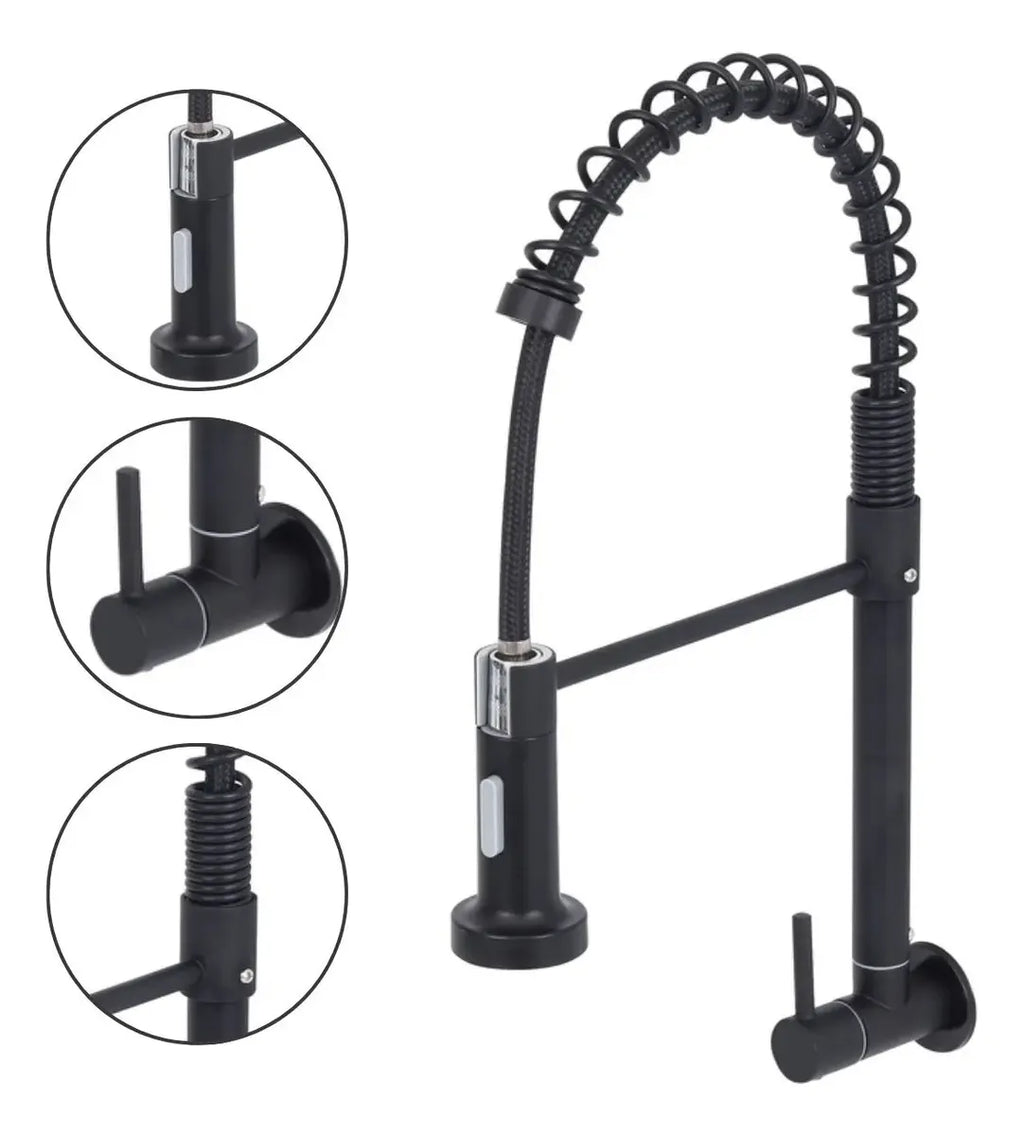 Torneira de parede Cozinha Metal Gourmet Preto