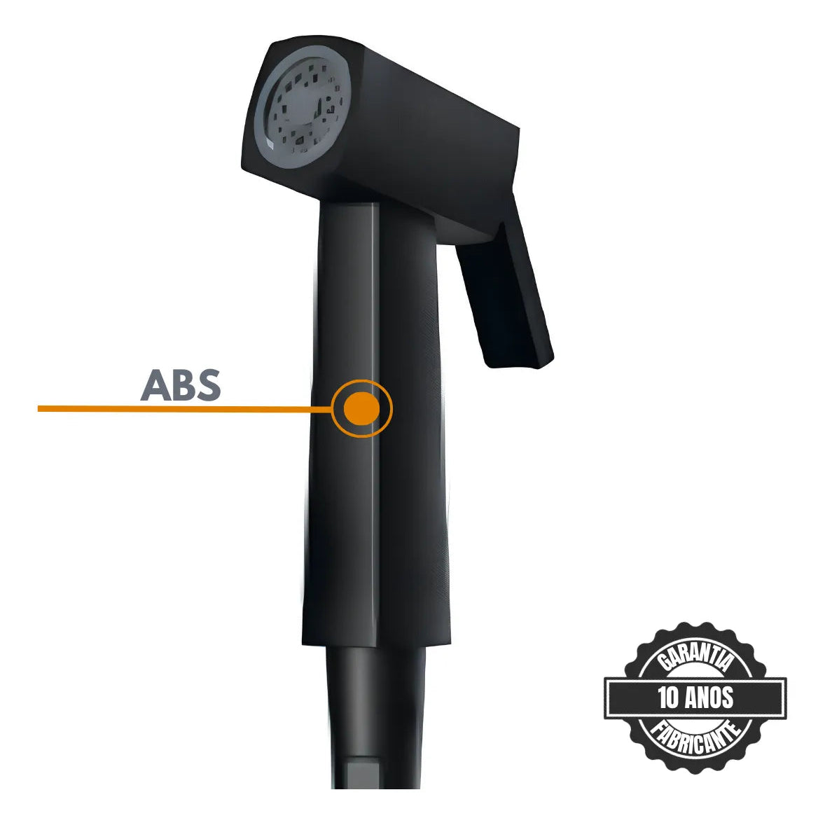 Ducha Higiênica Chuveirinho Quadrada Metal Preta 2 saidas