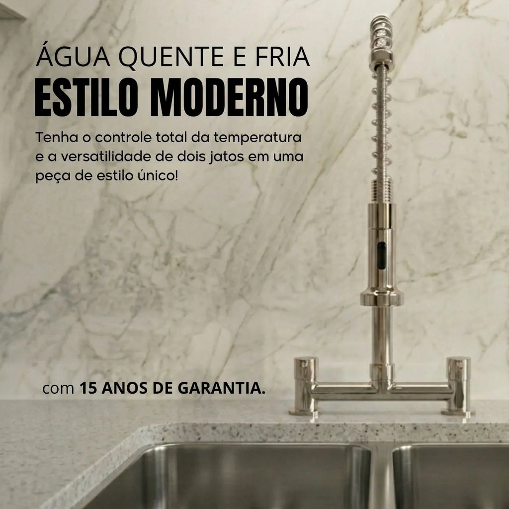 Torneira Gourmet de Bancada com Misturador em Aço Inox 304 Cromada