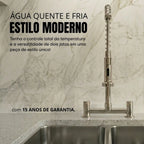 Torneira Gourmet de Bancada com Misturador em Aço Inox 304 Cromada
