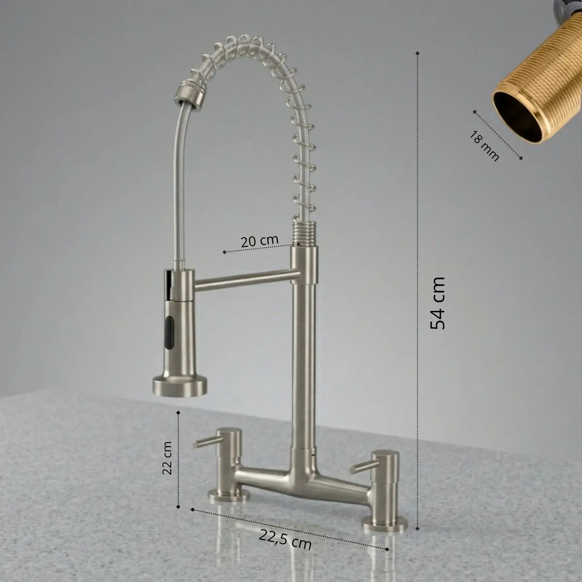 Torneira Gourmet de Bancada com Misturador em Aço Inox 304 Cromada