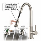 Torneira Gourmet Monocomando com Ducha Extensível Inox Escovado Q/F