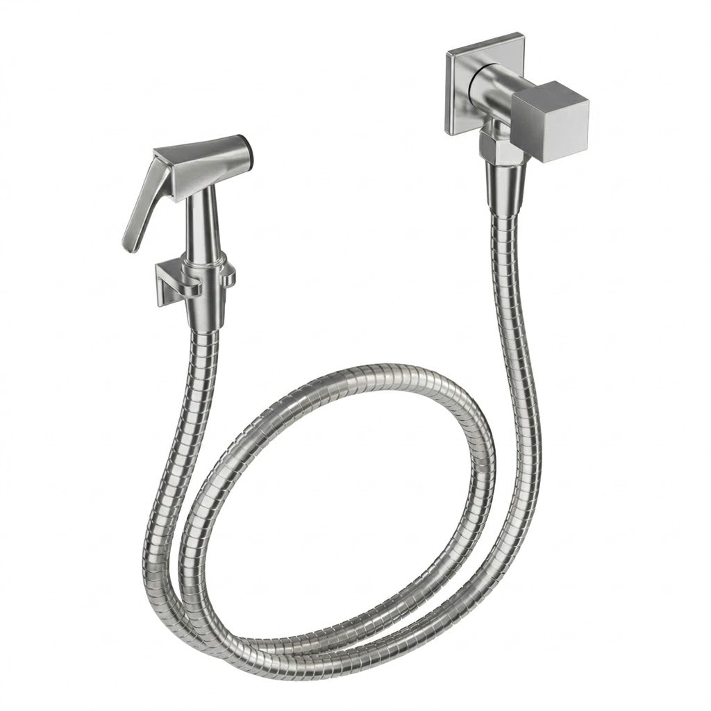 Ducha Higiênica Chuveirinho Quadrada Metal Cromada