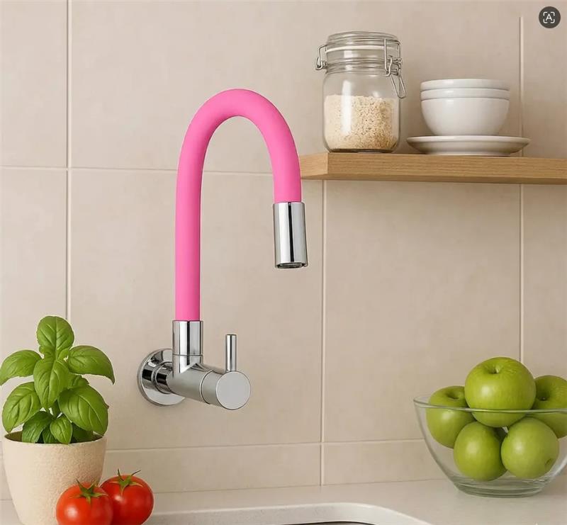 Torneira Rosa Cozinha Parede Gourmet Flexível Luxo