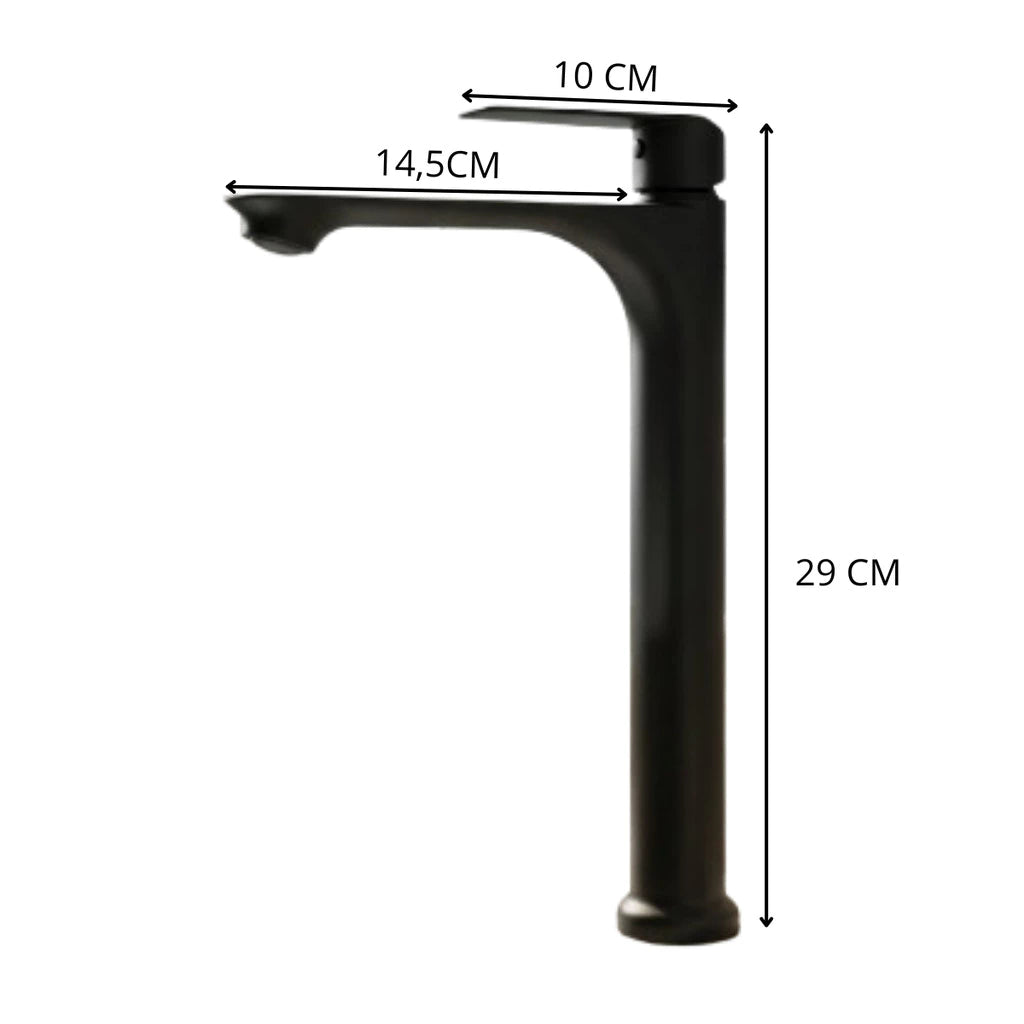 Torneira Alta Lavatório Inox 304 Preto Fosco