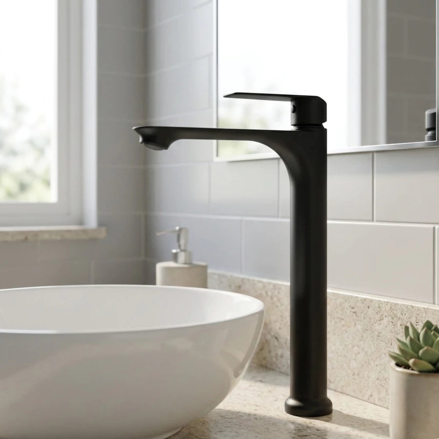 Torneira Alta Lavatório Inox 304 Preto Fosco